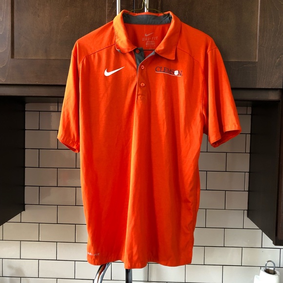 Nike Dri-Fit Clemson Tigers Orange Golf Polo Small - Picture 2 of 4